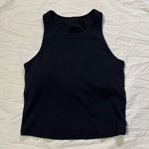Vuori Black High Neck Ribbed Tank Top